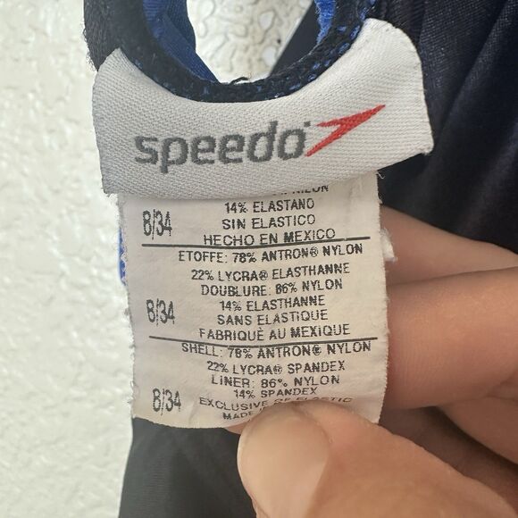 Speedo Women’s Swimsuit One Piece Racing Competitive Racer Back 8 / 34 Black Blu - Picture 5 of 5